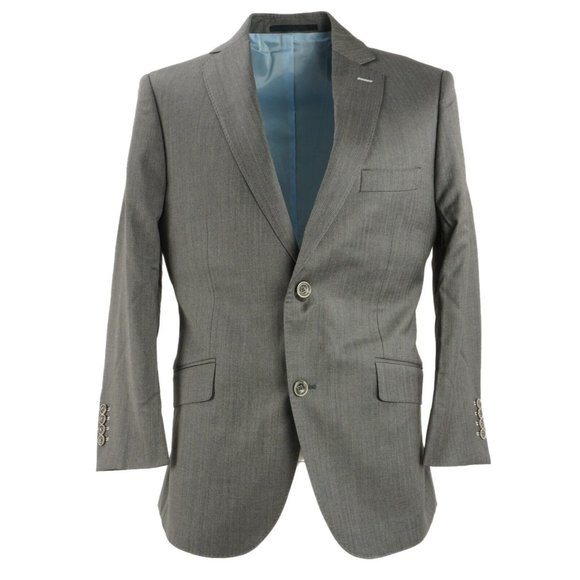 New J. Hilburn Estrato Men's 42R Gray Herringbone Jersey Wool Lightweight Blazer